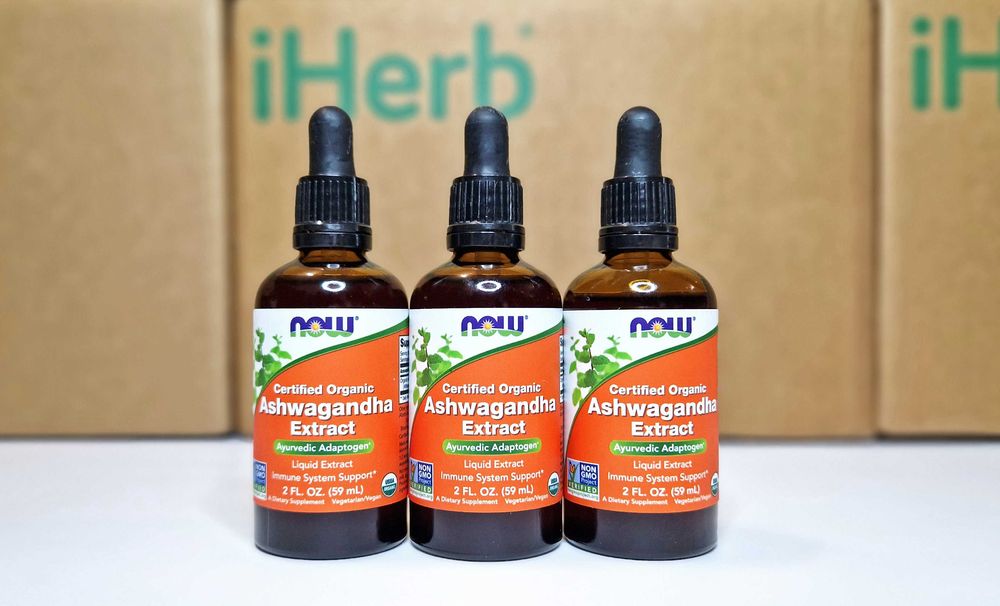 Now Foods Ашваганда, 59мл, органічний екстракт. Ashwagandha, адаптоген