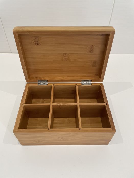 Caixa de chá bambu 6 divisórias Gato Preto