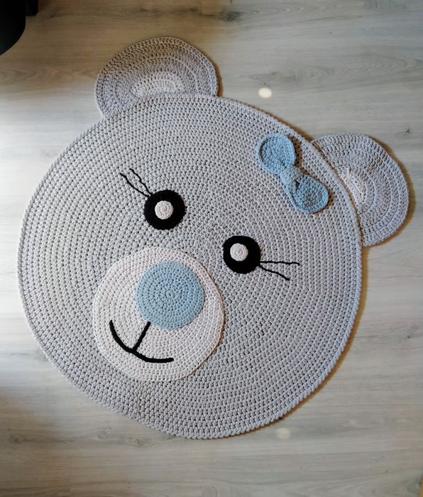 Dywan ze sznurka bawełnianego Miś 90cm hand made