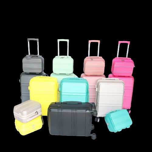 Zestaw Walizka +Kuferek Kosmetyczka Bagaż Rosegold