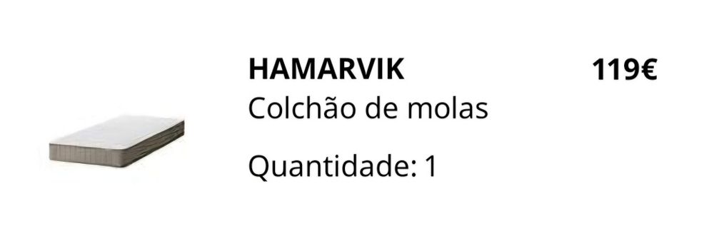 Cama de solteiro Hauga Ikea com colchão Hamarvik Ikea.