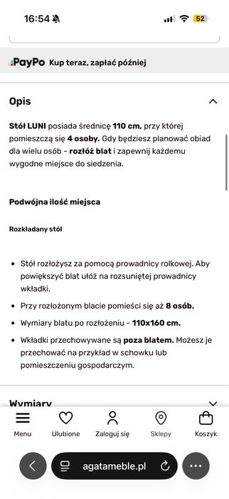Stół okragły biały rozkładany