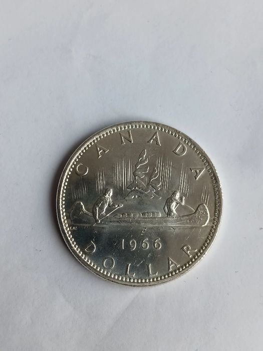 Moeda prata  de dólar Canadiano 1966.