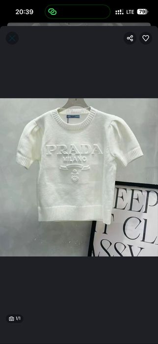 Кофтинка прада Prada кофта свитер сіра та біла