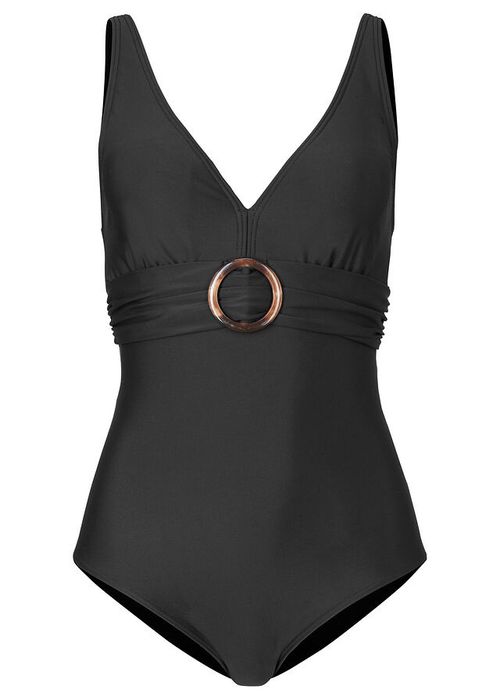 B.P.C czarny kostium kąpielowy z klamrą 48.