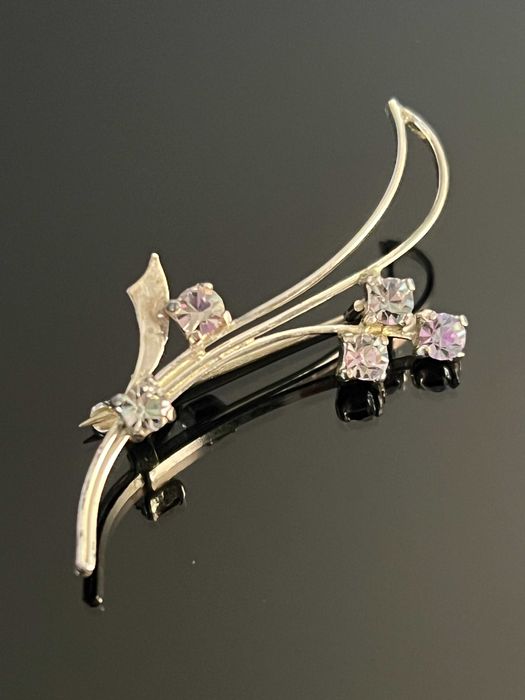 Srebro - Srebrna broszka z cyrkoniami barwionymi