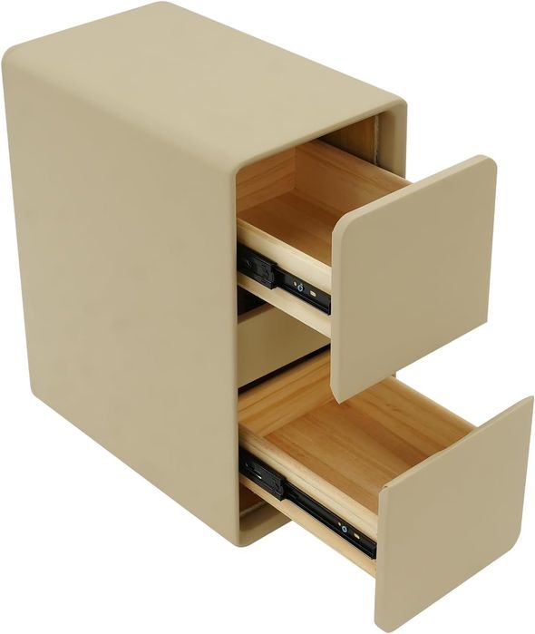 Mesa de Cabeceira Estreita Cáqui com 2 Gavetas - Baixa de Preço