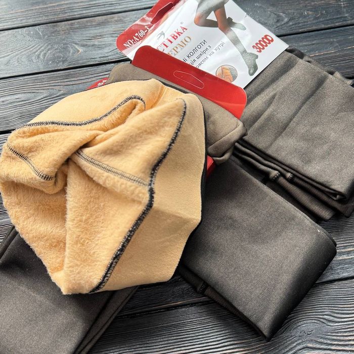 ‼️НА ХУТРІ‼️ Колготи жіночі. Імітація чорного капрону. Термо теплі