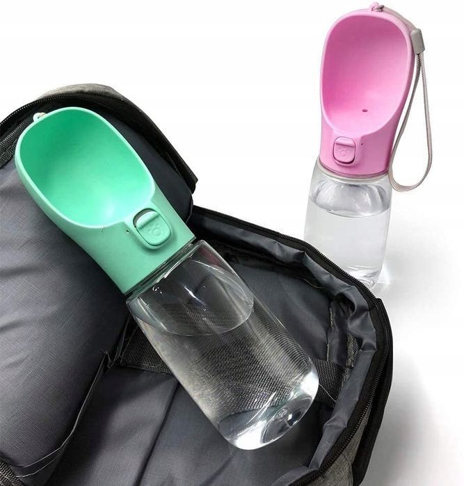 butelka miska turystyczna bidon na wodę poidło dla psa kota róż