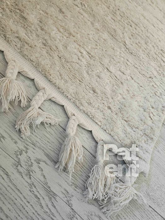 Dywan kremowy dywanik 60x110 kremowy boho z frędzlami miękki