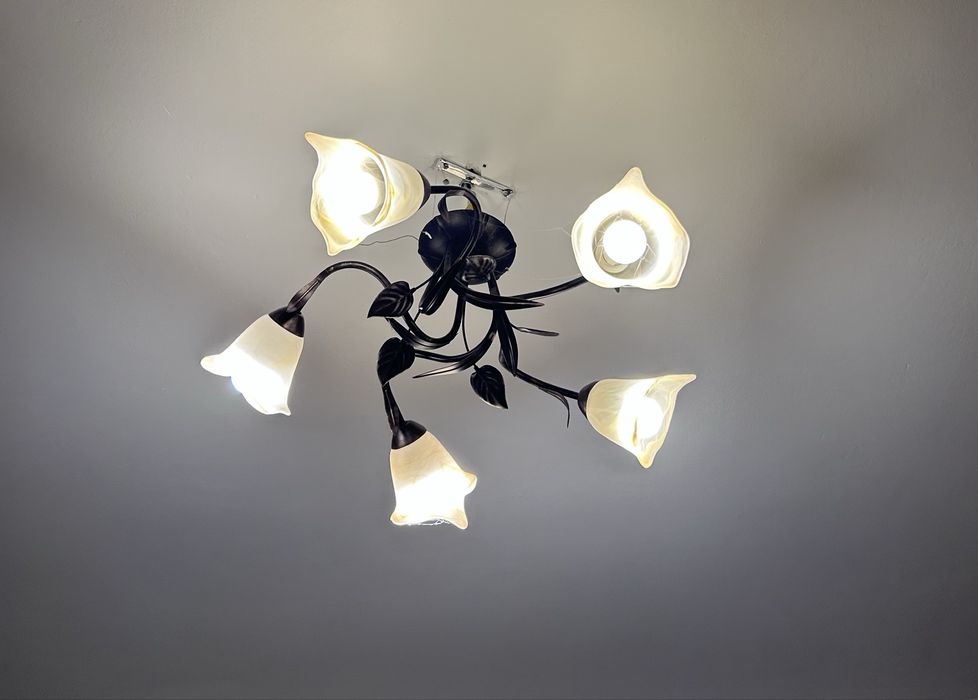 Lampa sufitowa 5-punktowa kwiatowy wzór