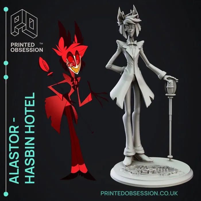 Alastor z Hazbin Hotel – figurka 16 cm, druk 3D z żywicy (12K)