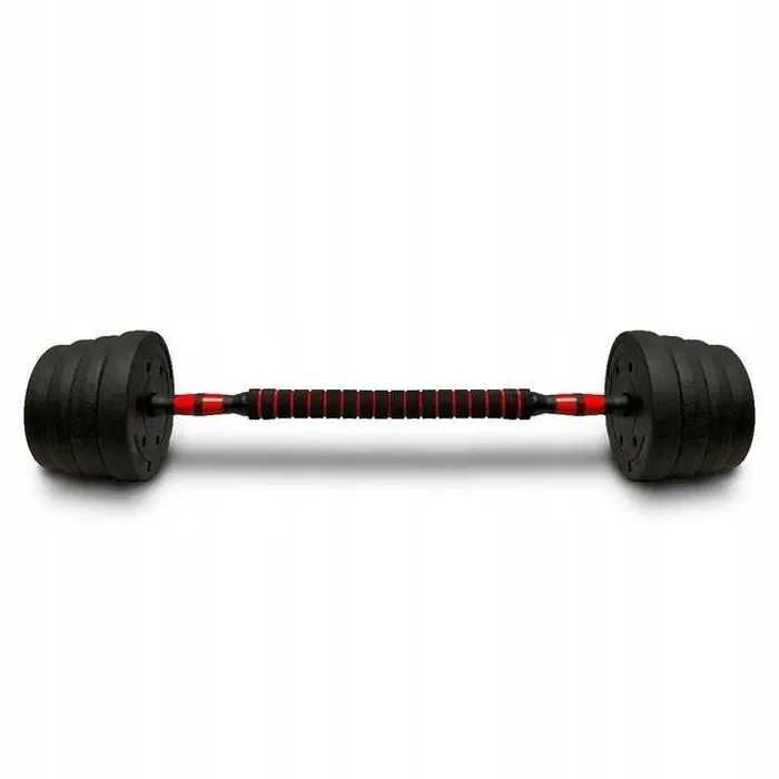 Hantle regulowane 2x20 bitumiczne z łącznikiem sztangą zestaw 40kg