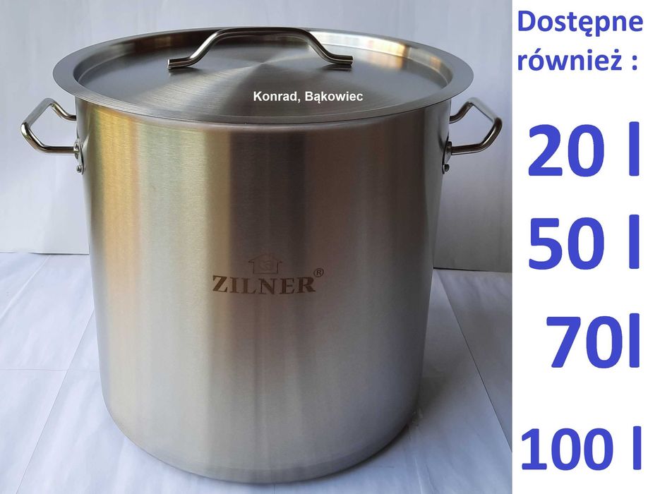 ZILNER Duży Garnek 17L litrów, ze Stali NIERDZEWNEJ na Gaz, Indukcję..