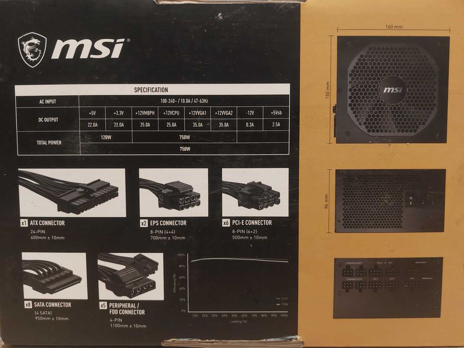 Zasilacz MSI A750GF 80+ GOLD 750W