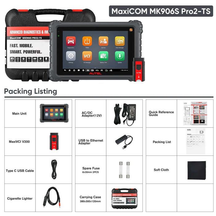 Autel MaxiCOM MK906S PRO2-TS KIT Maquina Diagnóstico OBD +40 Funções /TPMS (NOVO)