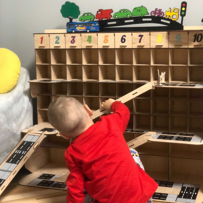 Детская парковка для машинок из дерева, Гараж,Парковка дитяча kinsmart