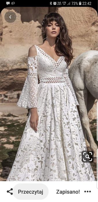 Suknia ślubna, sukienka boho, biała, roz. 34 / 36