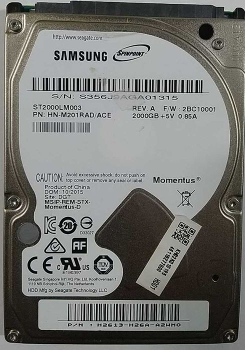 Винчестер в ноутбук 2 Tb Seagate ST2000LM003 Samsung M201RAD SATA 2.5"