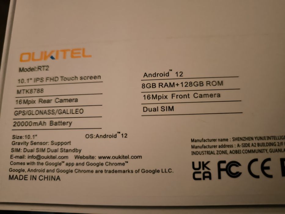 Tablet Oukitel RT2 - 10" + 8 GB RAM + 128 GB ROM