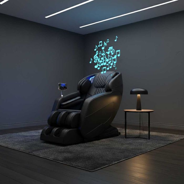 Fotel masujący rozkładany do salonu RELAX LED głośniki 3 kolory