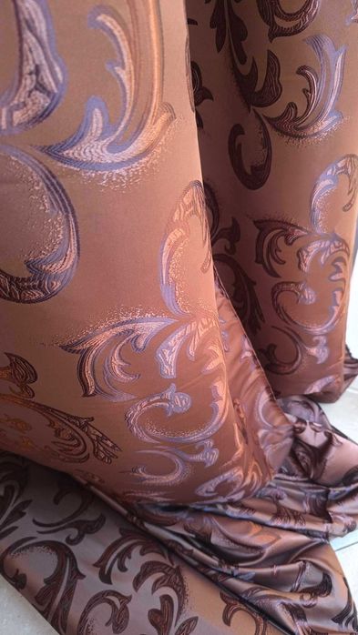 zasłony z metra BRĄZOWE Hafty, szer 150 cm DOBRA CENA