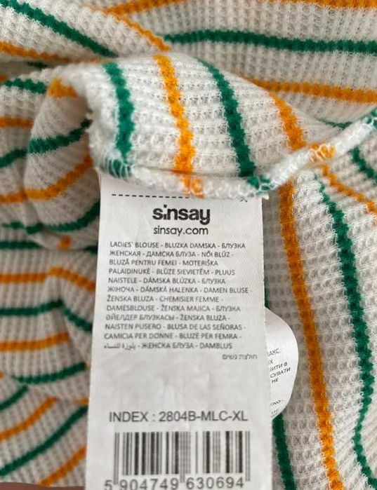 Top damski Crop top Basic casual bawełniany w paski przylegający XL/42