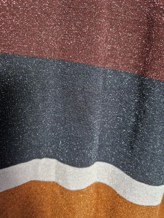 Damski kolorowy sweter w paski błyszczący XL 42