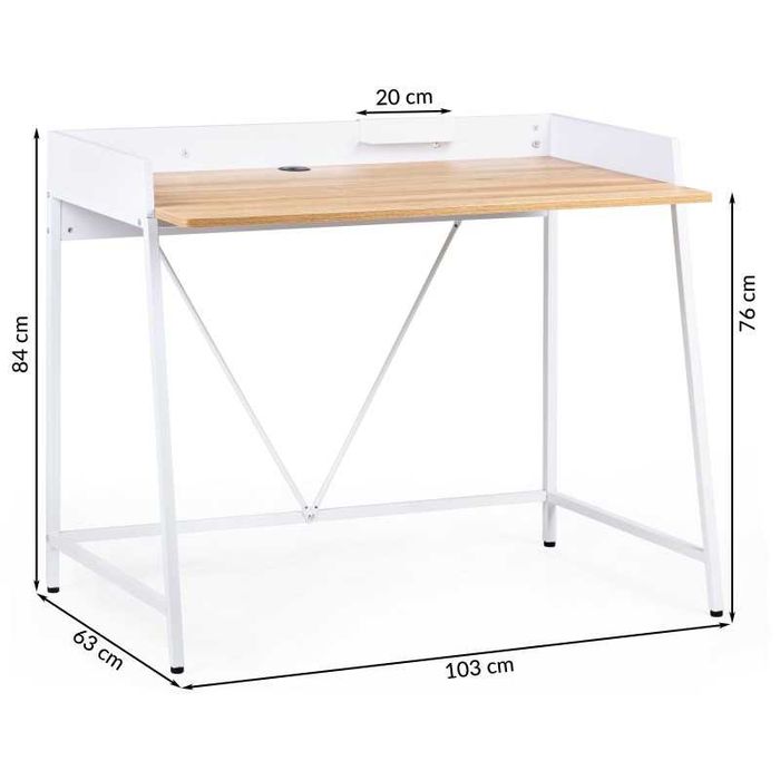 Biurko 103 cm loft buk/białe