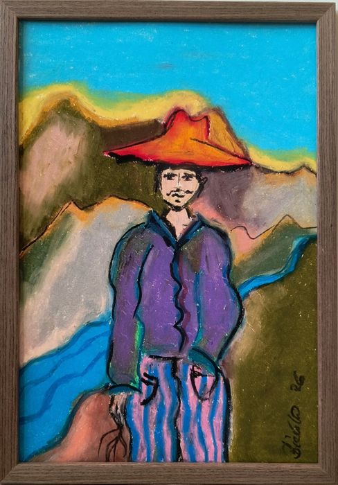 Obraz abstrakcja western cowboy surrealizm Boho japandi