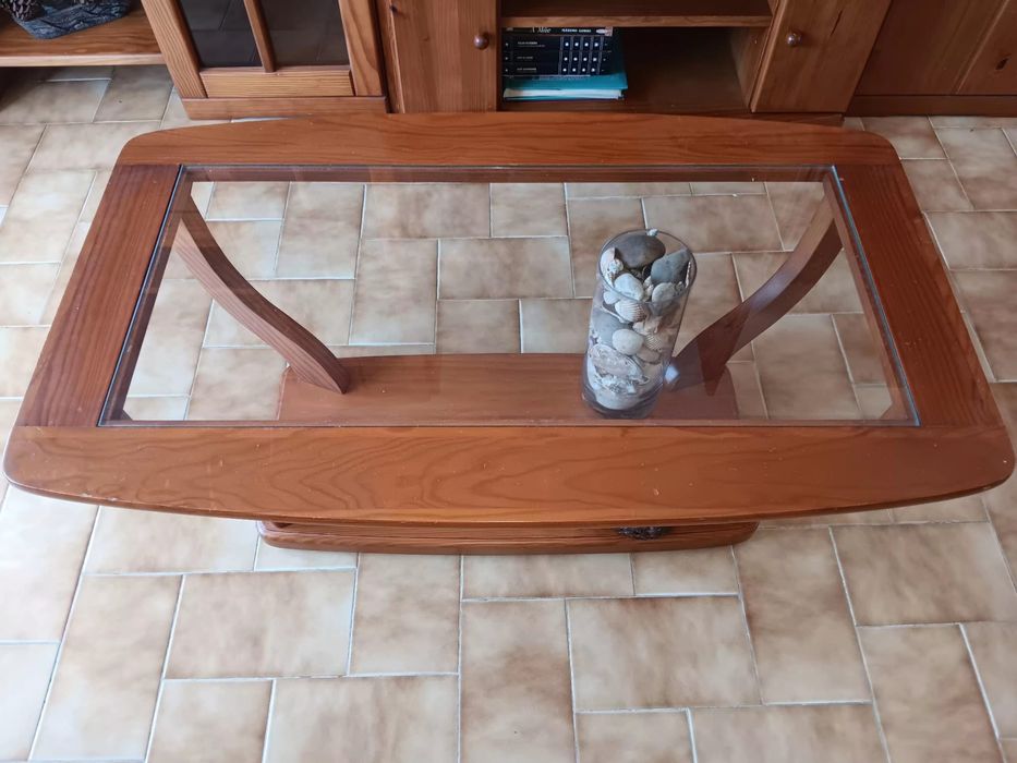 Moveis de sala em Madeira (Impecaveis) + Tv Incluida