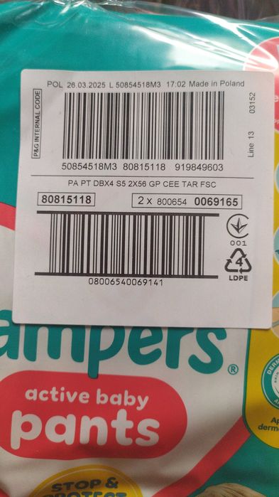 Pampers Pants size 5, 2 x 56