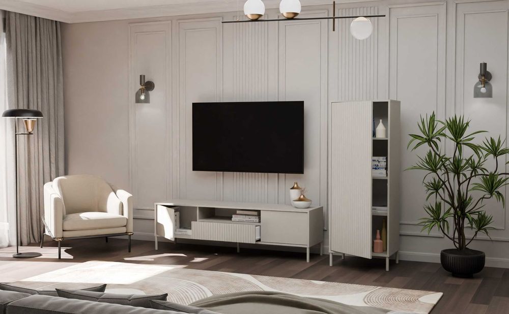 WITRYNA KAMARO 1DD SLIM Szafka Lamele Front Ryflowany Różne Kolory