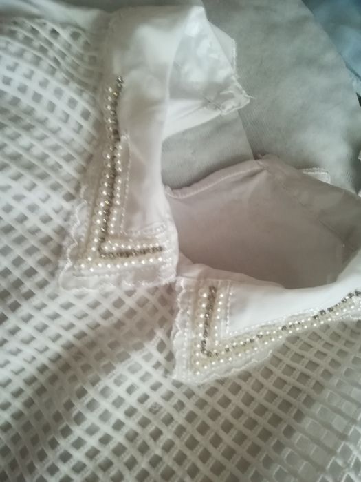 ŚLICZNA biała bluzka perły cekiny 40zamiast120