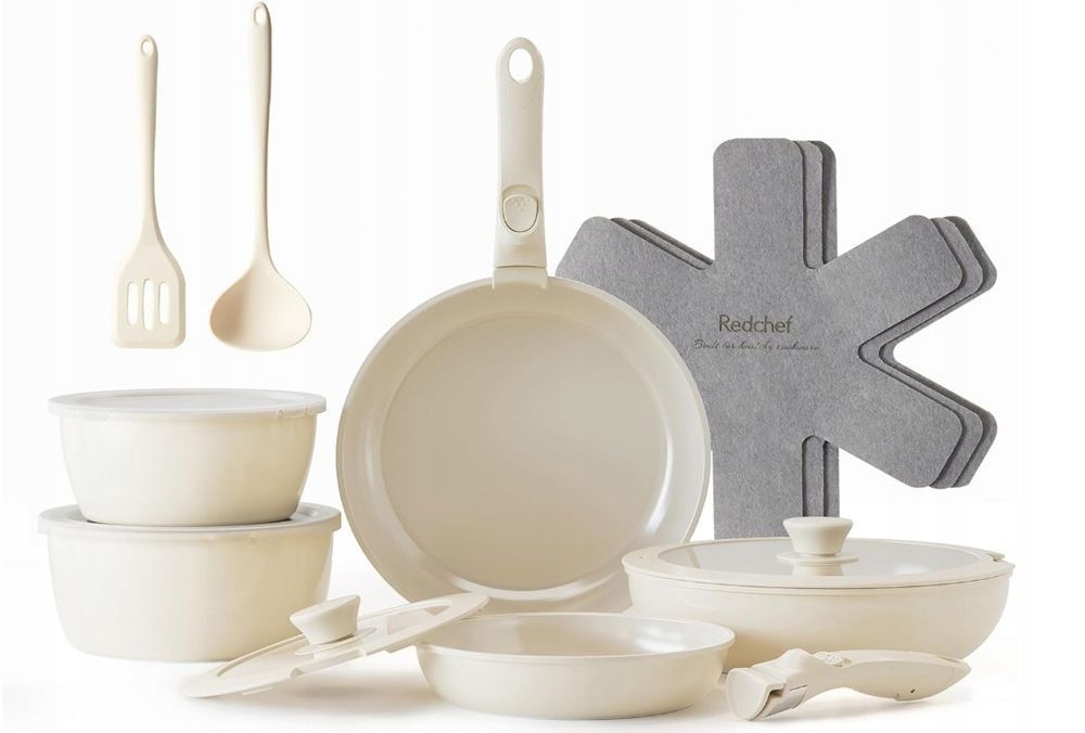 Redchef 16-Cz.ceramiczny Zestaw Garnków I Patelni, Nieprzywierający