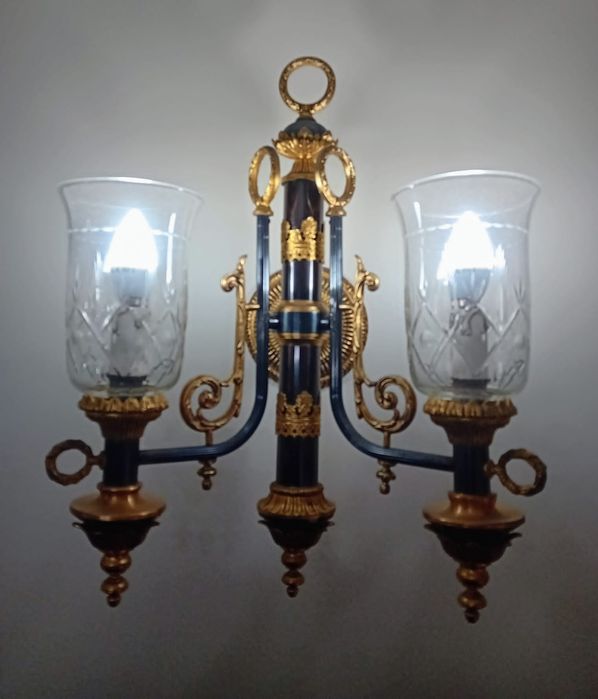 (Antiguidade) Conjunto candeeiro de teto com 2 apliques de parede