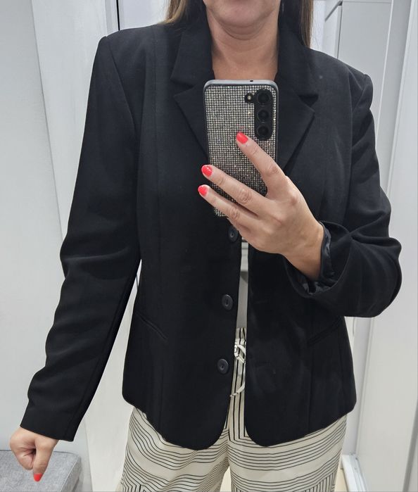 Czarny klasyczny prosty żakiet marynarka Nicole 42 L-xl