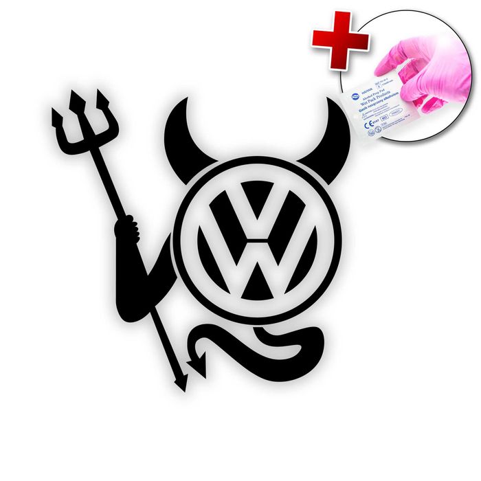 Naklejka VW DEVIL - 12x12cm - na telefon, laptop, samochód