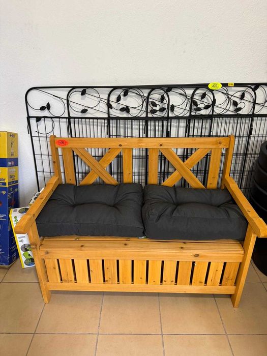 Relaxdays ławka ogrodowa z miejscem do przechowywania drewniana 2 os.