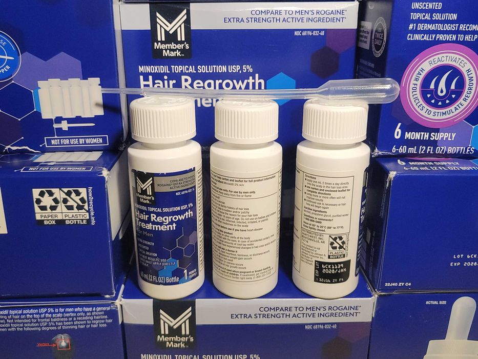 3x Frascos Minoxidil 5% Member’s Mark Líquido (3 Meses) – O "Gémeo" do Kirkland
