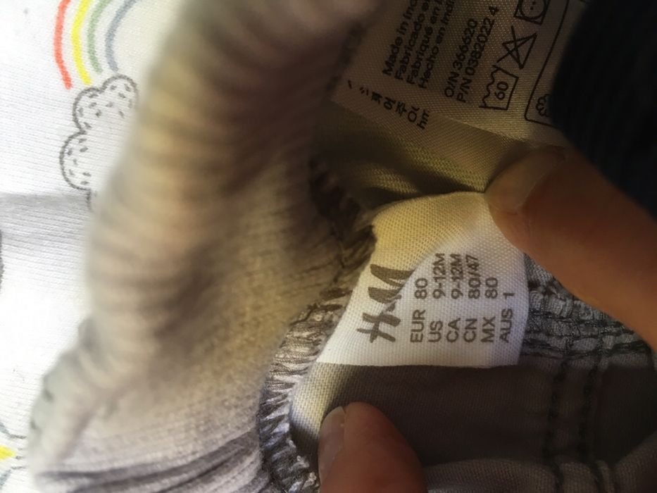 Zestaw komplet hm spodnie body hm h&m 80 szare spodenki