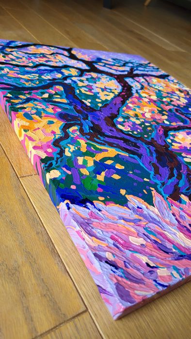 Oryginalny kolorowy obraz akrylowy 40x50 cm na płótnie, drzewo