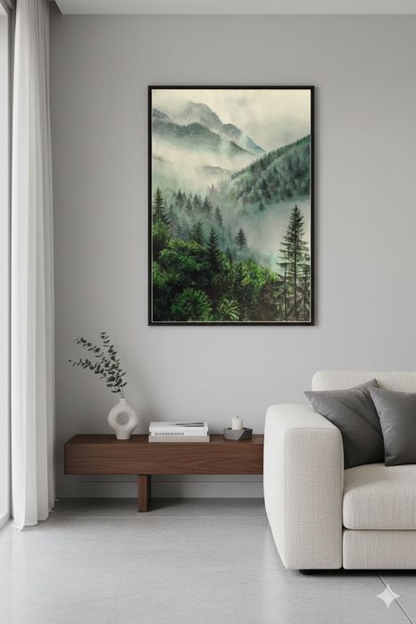 Акварельна картина "Ранковий ліс" живопис пейзаж А3 Лес