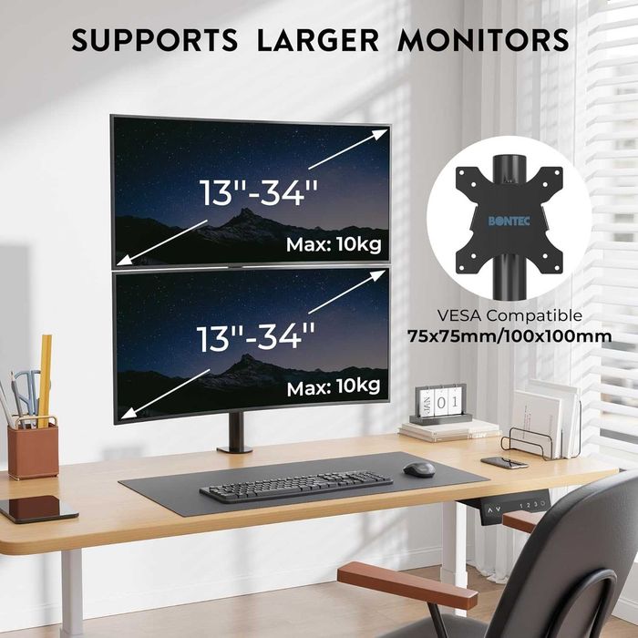 VESA Monitor Stand – Two Monitors, Vertical Orientation, with Desk Clamp64737751979777120
