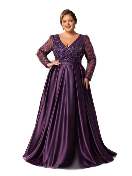 Shein sukienka wieczorowa fioletowa plus size z cekinami 50 1ma