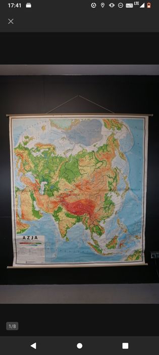 Mapa szkolna z okresu PRL - AZJA.