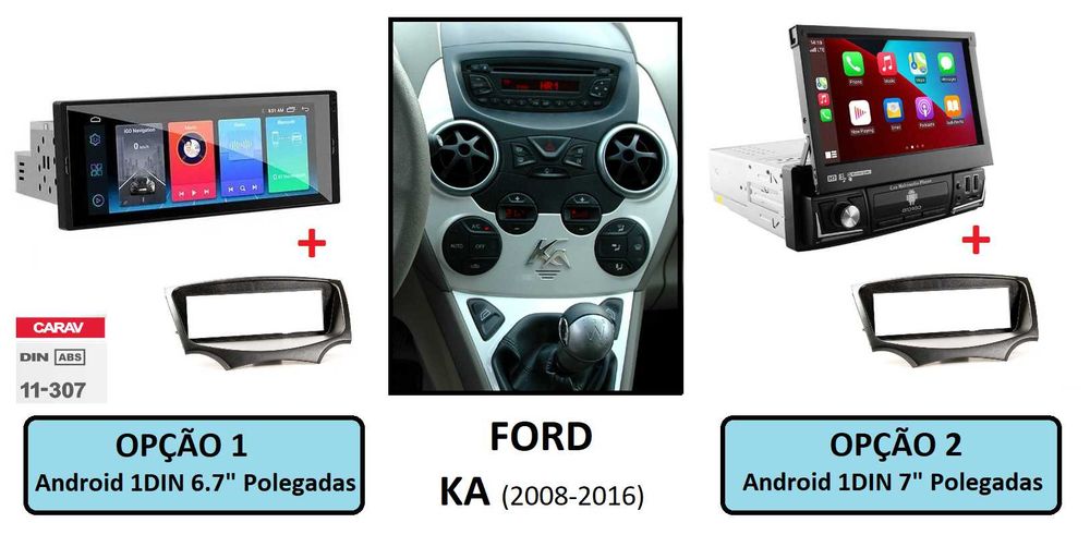(NOVO) Rádio 1DIN Ford KA • (1996 a 2016) • Android GPS (2DIN)