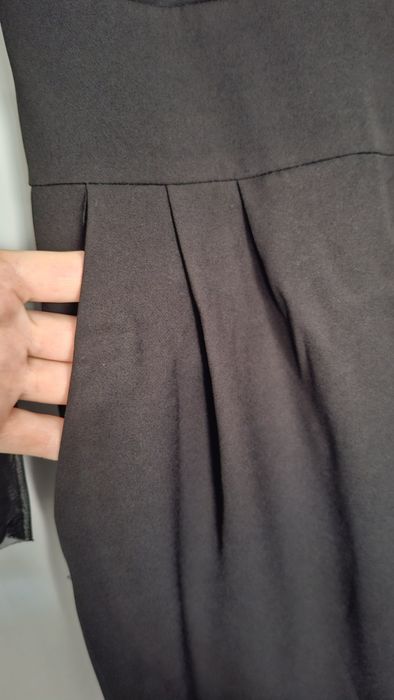 Elegancki  czarny kombinezon spodnium wyszywany haft 38 M kieszenie