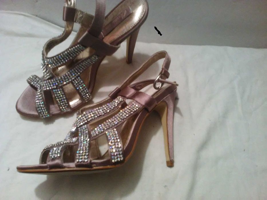oryginalne! buty szpilki  satynowe- cyrkonie (wesele) 6,5-39/40