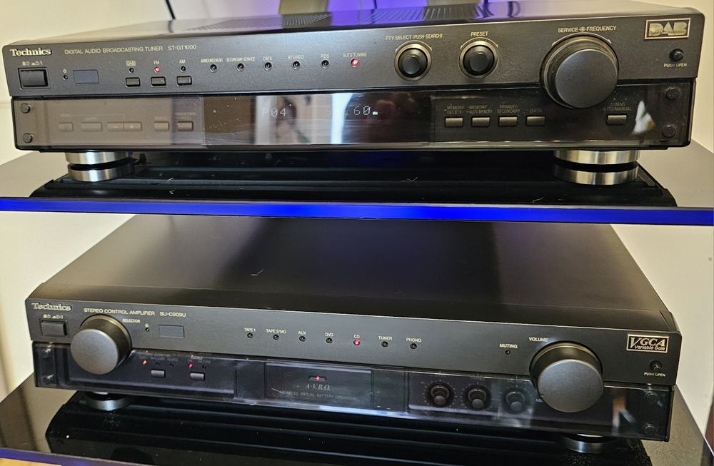 Technics-wzm.dwudzielony, zestaw audio, deck RS-A7, wieża 6-el.,4 piloty-bdb.stan